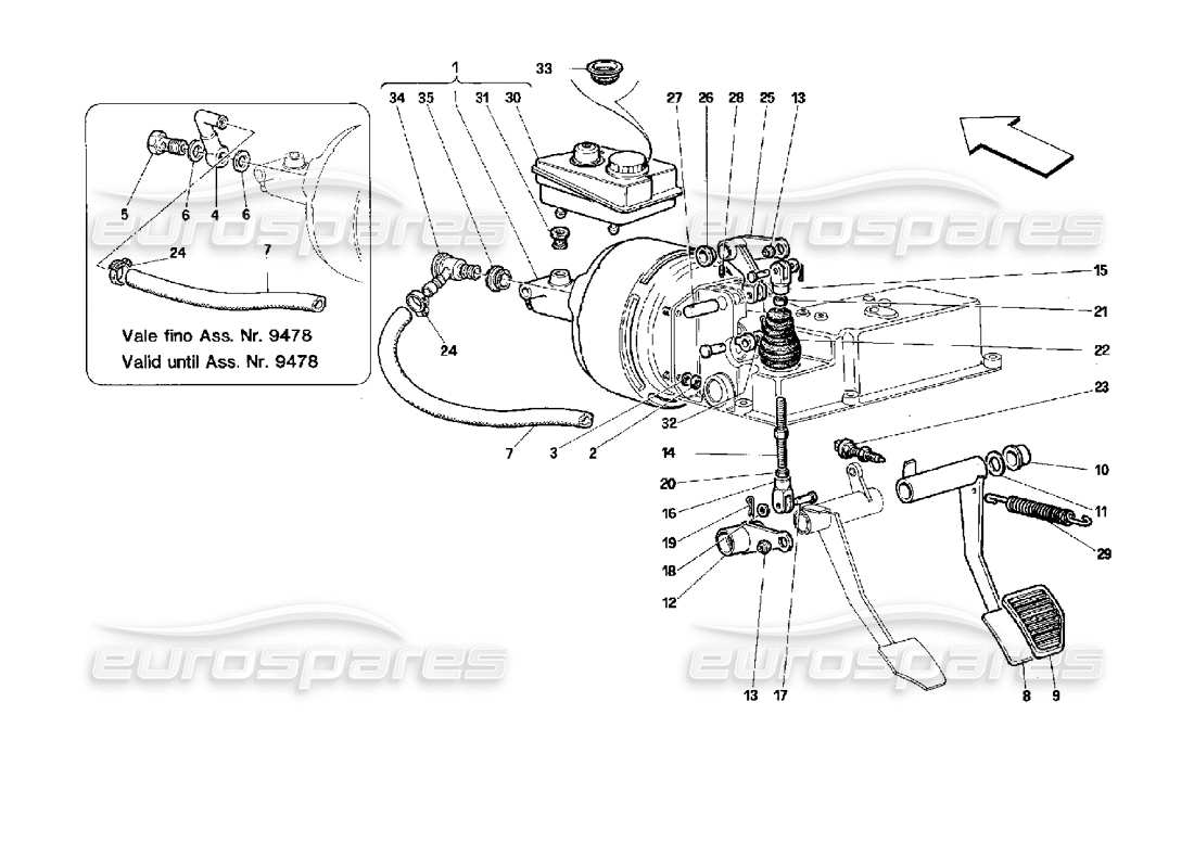 ferrari 512 tr sistema hidráulico de frenos -no para gd- diagrama de piezas
