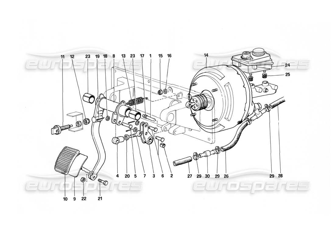 ferrari 412 (mechanical) control hidráulico de frenos - 412 m. rhd diagrama de piezas