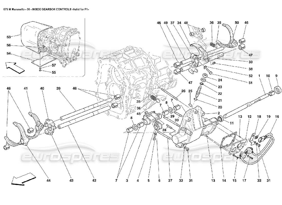 ferrari 575m maranello controles internos de la caja de cambios válido para f1 diagrama de piezas