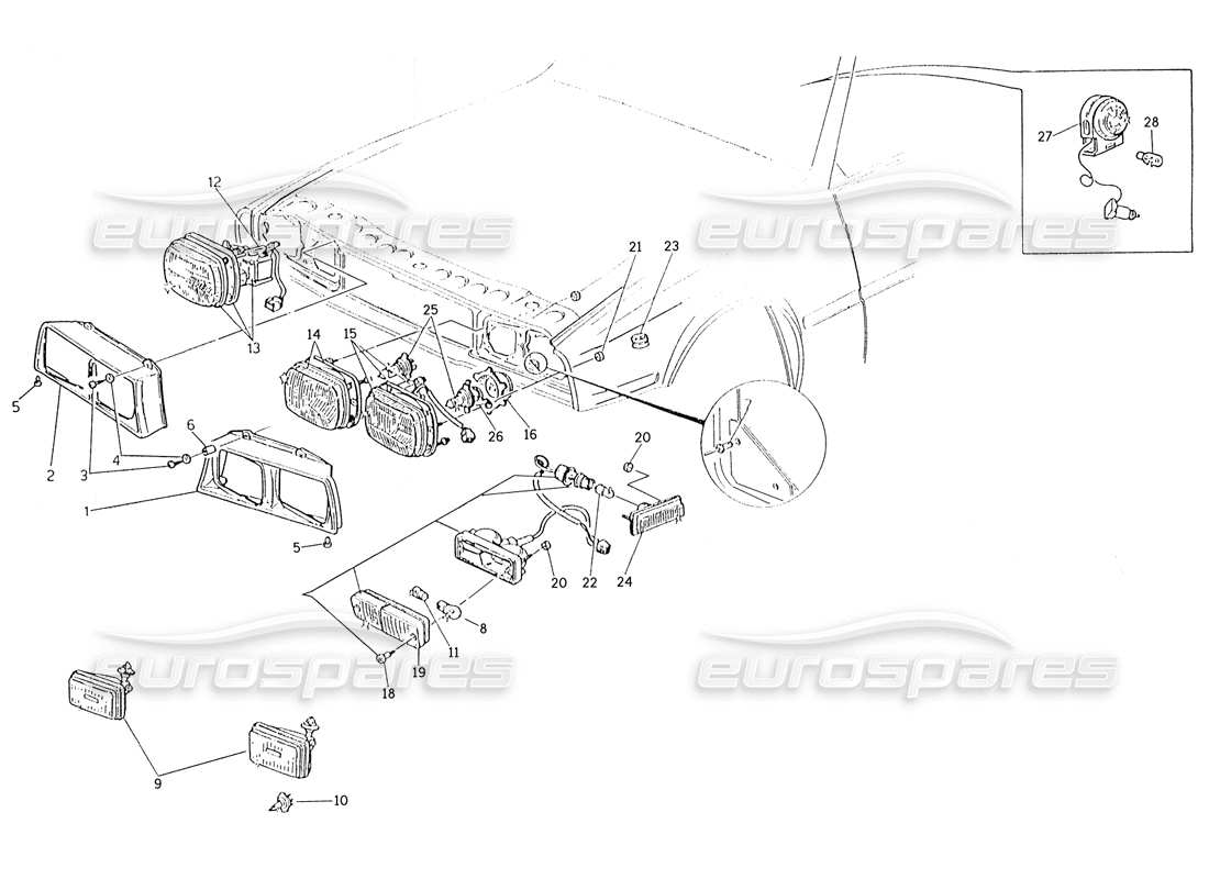 maserati karif 2.8 luces traseras delanteras diagrama de piezas