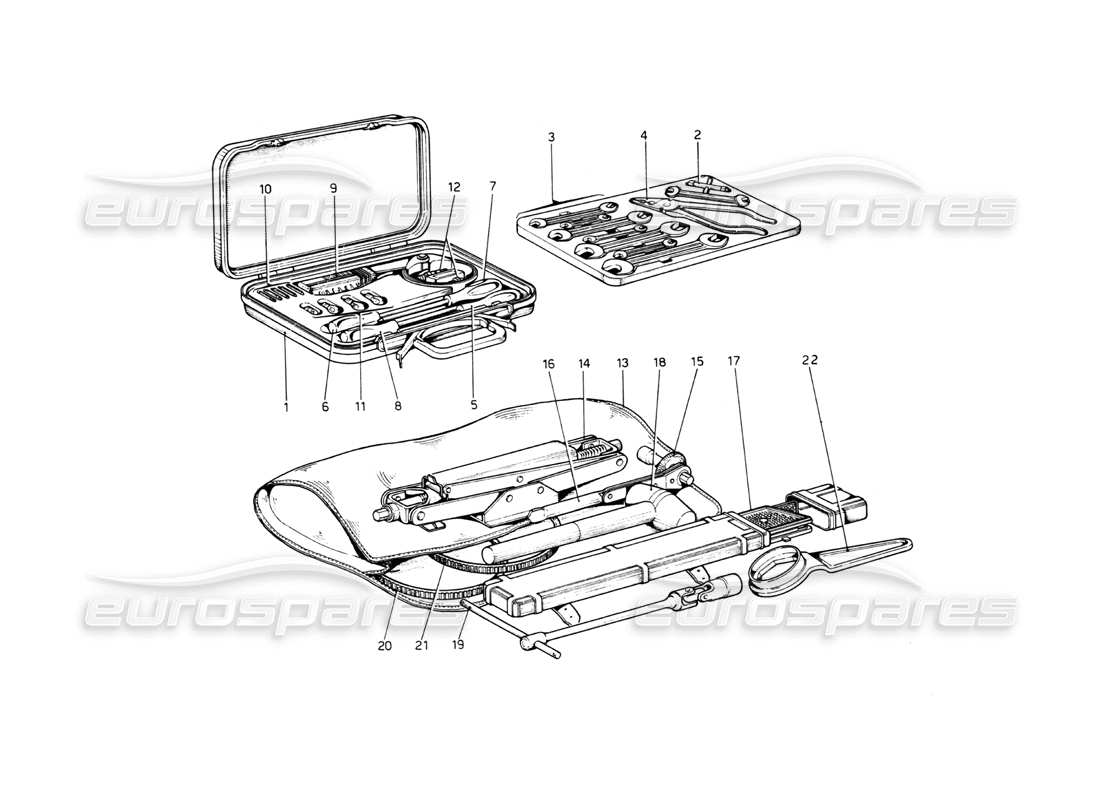 ferrari 512 bb kit de herramientas diagrama de piezas