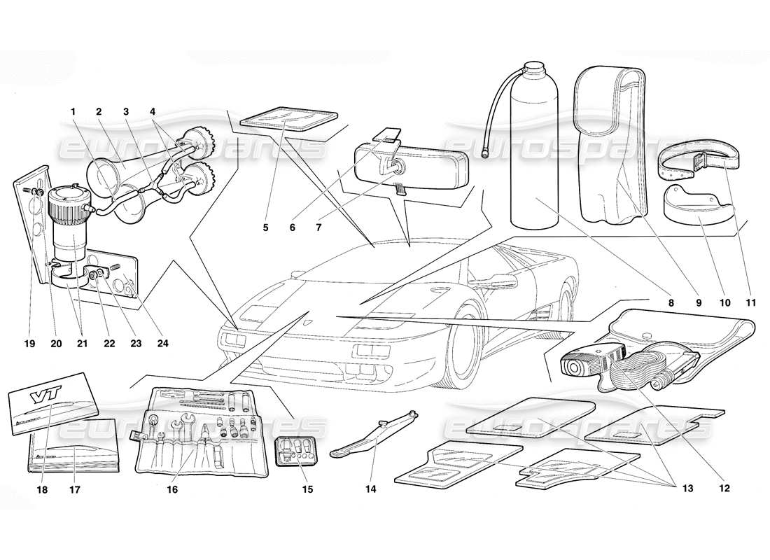 lamborghini diablo vt (1994) accesorios diagrama de piezas