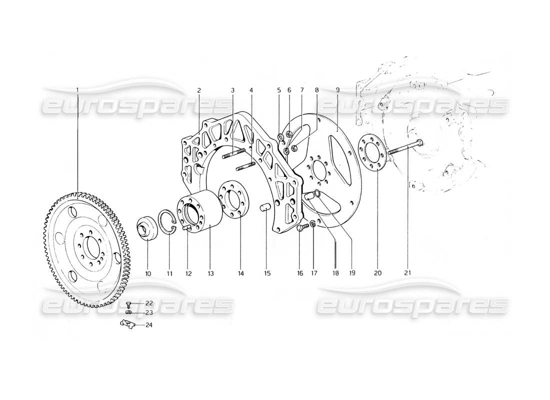 ferrari 400 gt (mechanical) diagrama de piezas del volante del motor y del espaciador de la carcasa del embrague (400 automático)