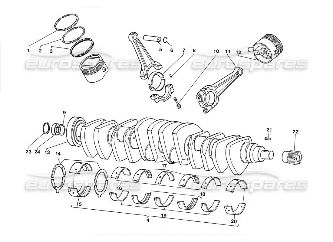 lamborghini lm002 (1988) diagrama de piezas del cigüeñal