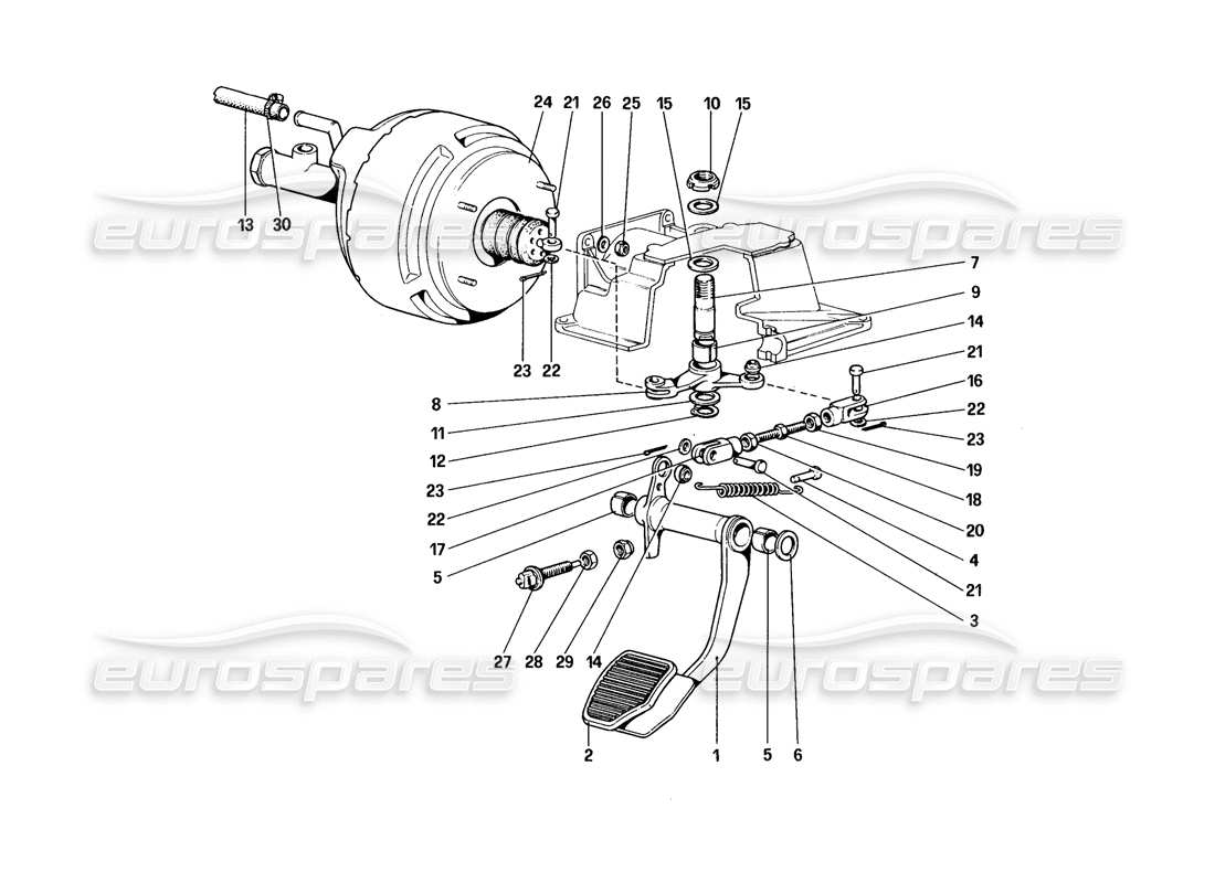 ferrari 328 (1988) diagrama de piezas del sistema hidráulico de frenos (para automóviles sin sistema antideslizante - variantes para versión rhd)