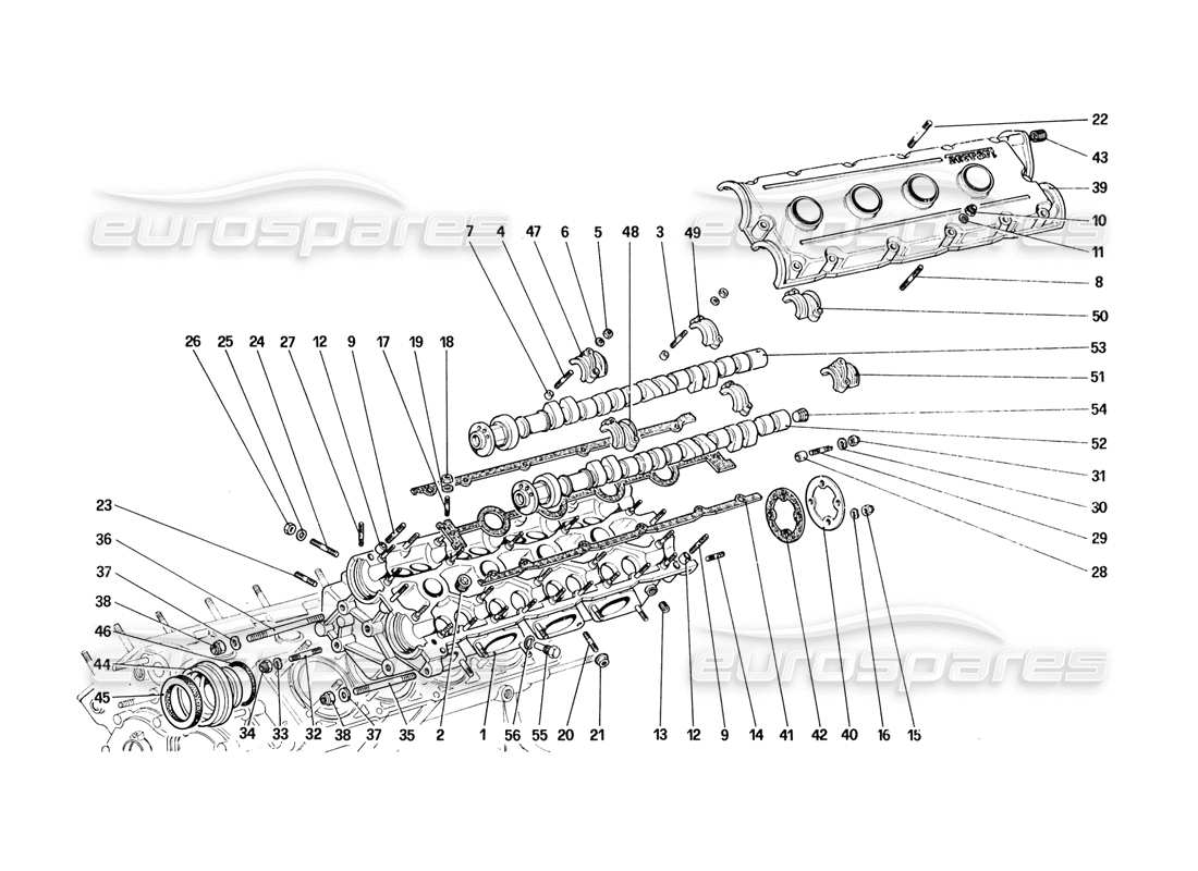 ferrari 328 (1988) culata (izquierda) diagrama de piezas