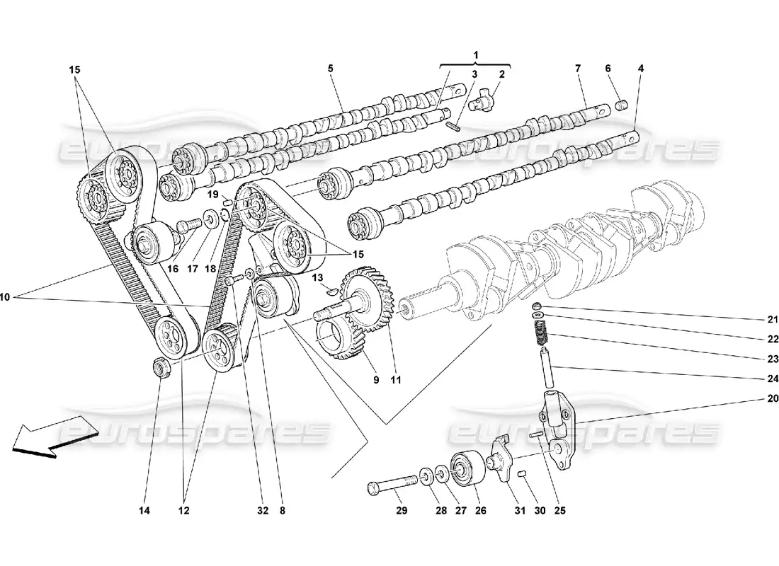 ferrari 550 maranello sincronización - controles diagrama de piezas