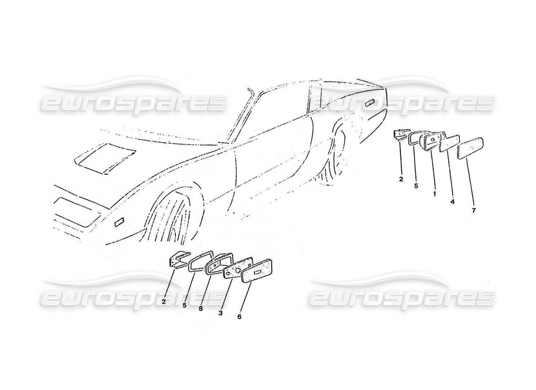 ferrari 365 gtc4 (coachwork) lado - marcadores para diagrama de piezas usa-canada-giappone
