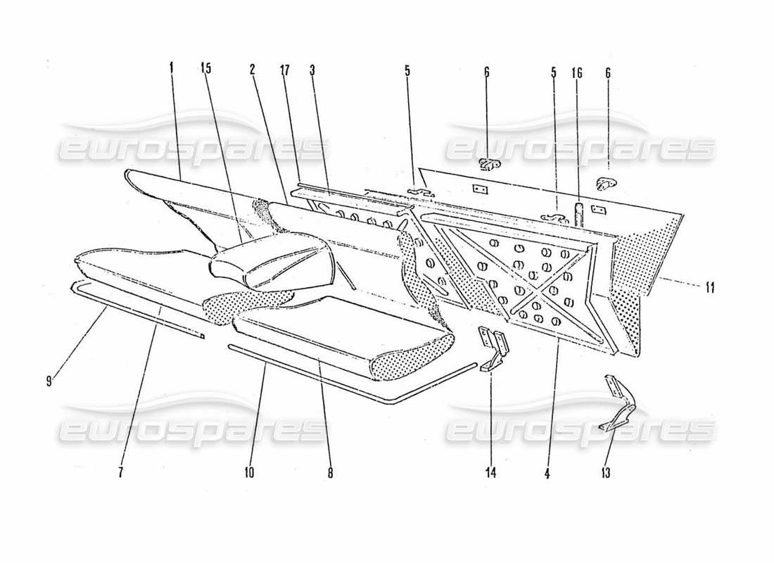 ferrari 365 gtc4 (coachwork) asientos traseros diagrama de piezas