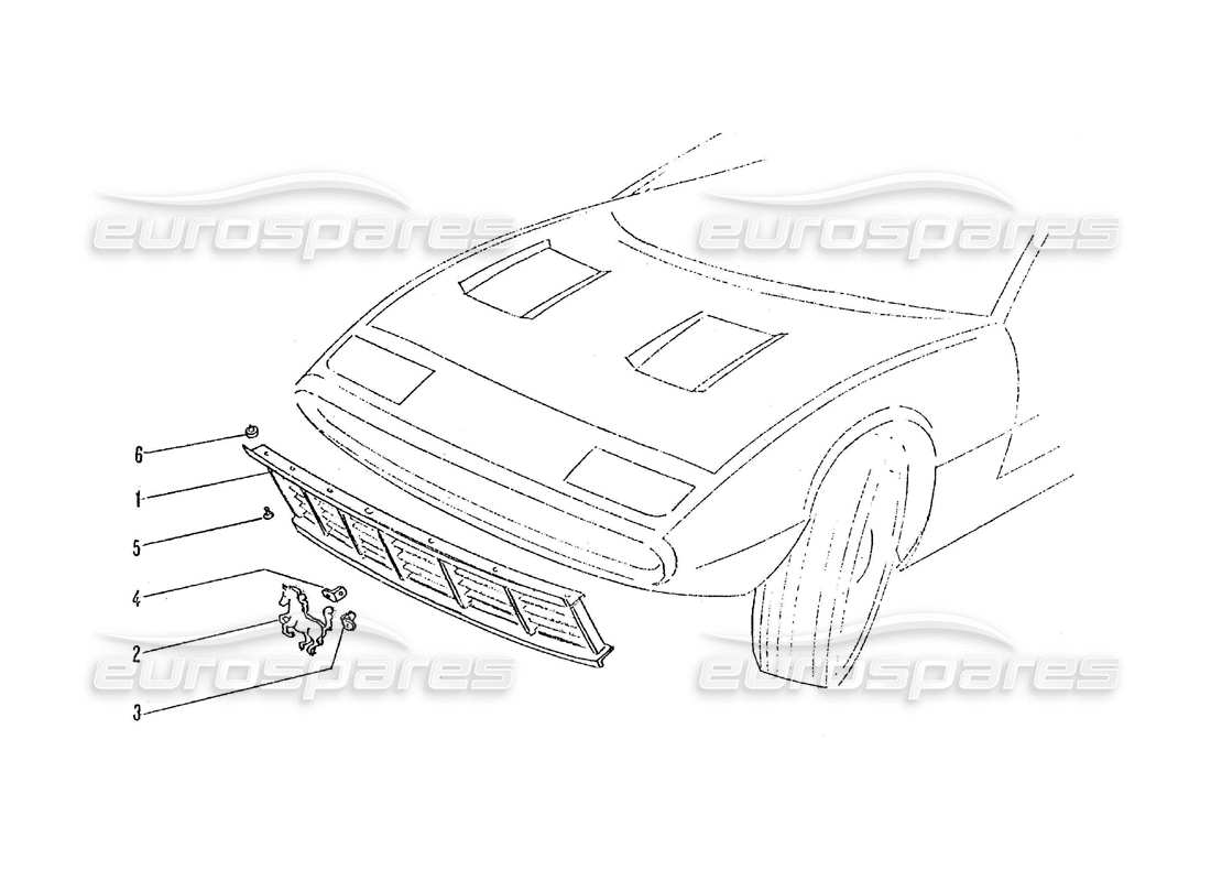 ferrari 365 gtc4 (coachwork) parrilla delantera diagrama de piezas