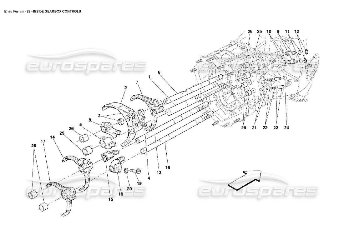 ferrari enzo controles internos de la caja de cambios diagrama de piezas