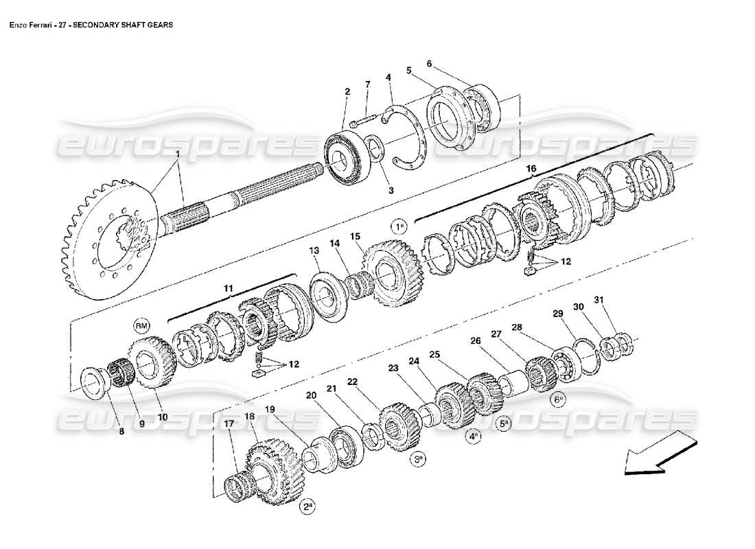 ferrari enzo secondary shaft gears diagrama de piezas