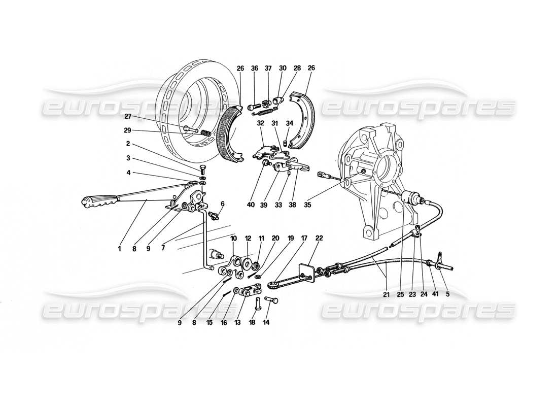 ferrari 512 bbi diagrama de piezas del control del freno de mano