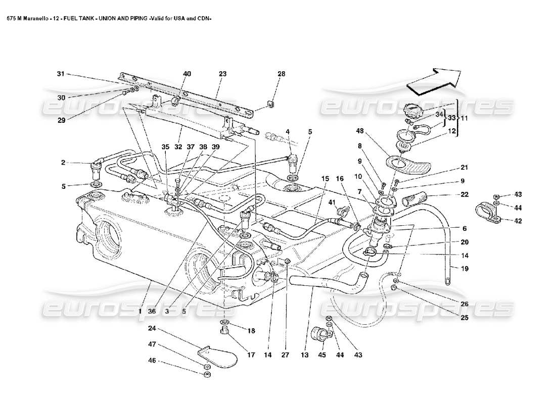 ferrari 575m maranello unión y tubería del tanque de combustible, no para ee. uu. y diagrama de piezas cdn