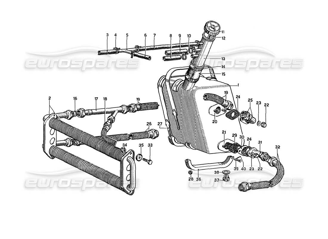 ferrari 275 gtb4 depósito de petróleo y tuberías diagrama de piezas