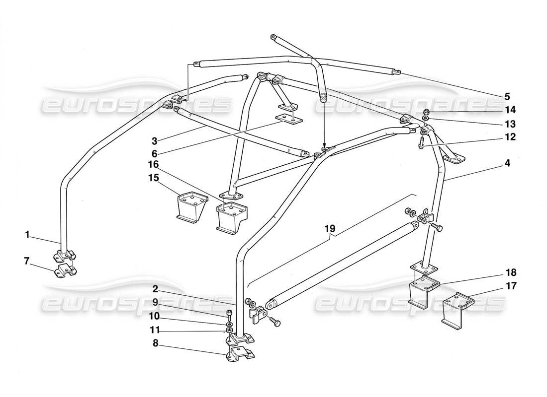ferrari 348 challenge (1995) barra antivuelco diagrama de piezas
