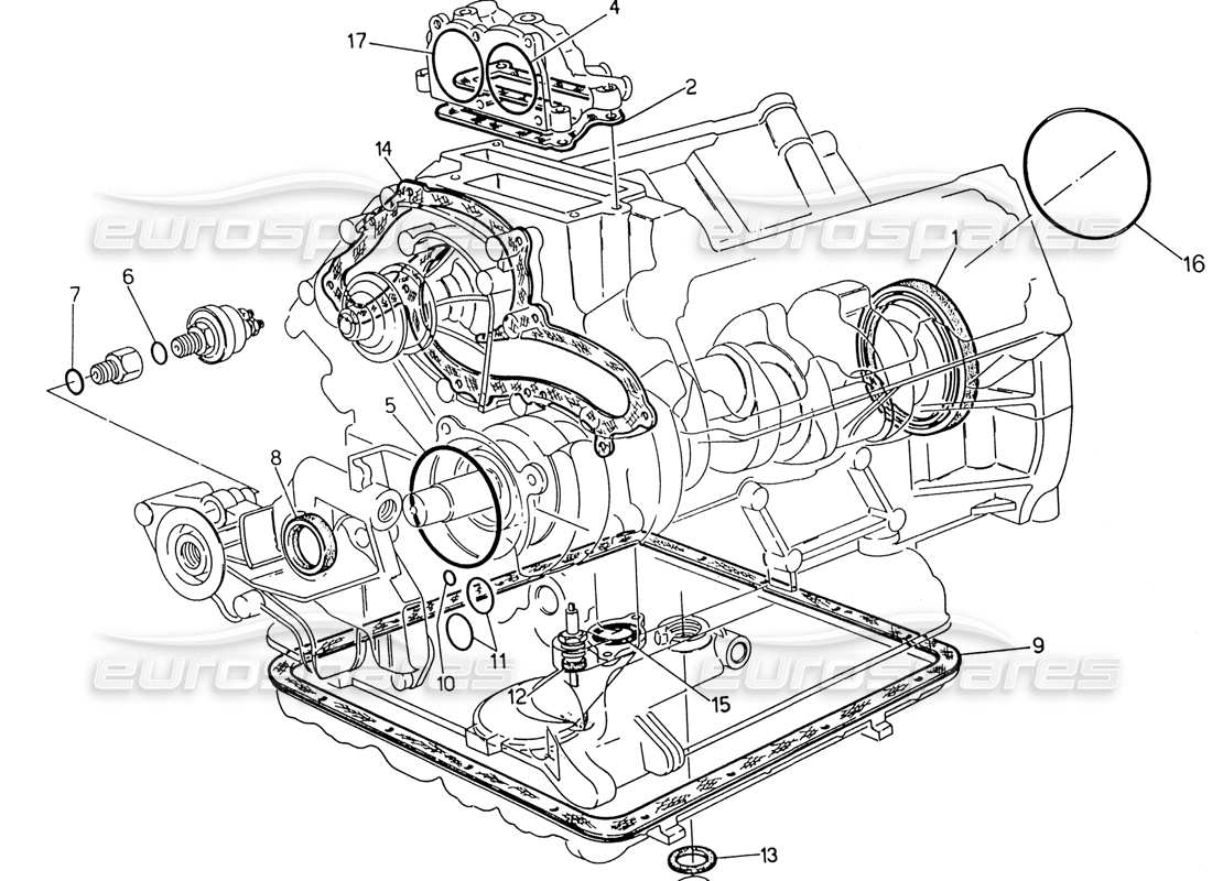 maserati 222 / 222e biturbo diagrama de piezas de reparación de juntas y retenes de aceite para el bloque