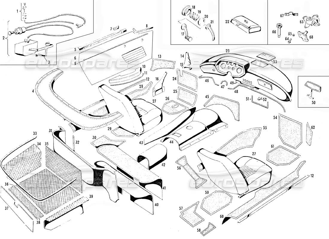maserati mistral 3.7 diagrama de piezas de asientos y tapizados (b)
