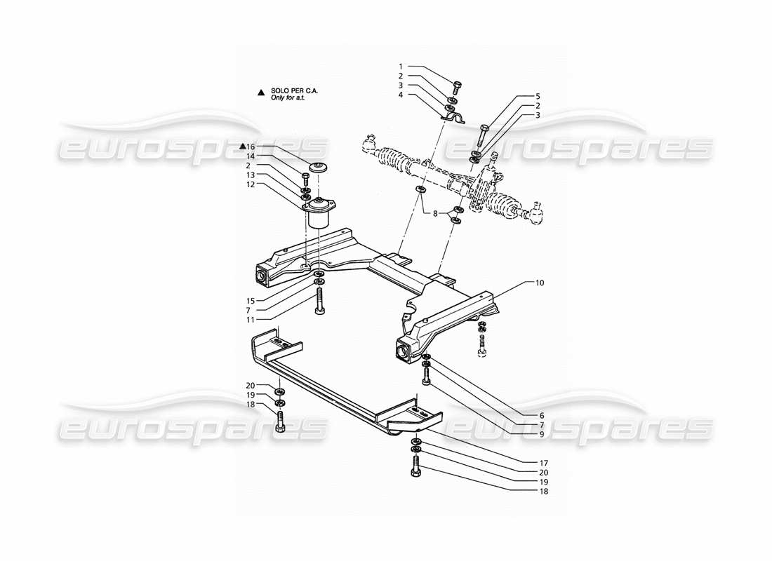 maserati qtp. 3.2 v8 (1999) subchasis delantero de la caja de dirección diagrama de piezas