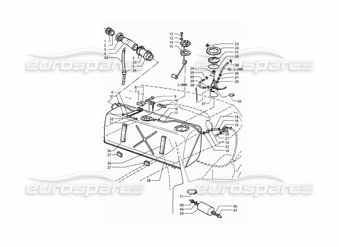 maserati qtp. 3.2 v8 (1999) tanque de combustible (premodificación) diagrama de piezas