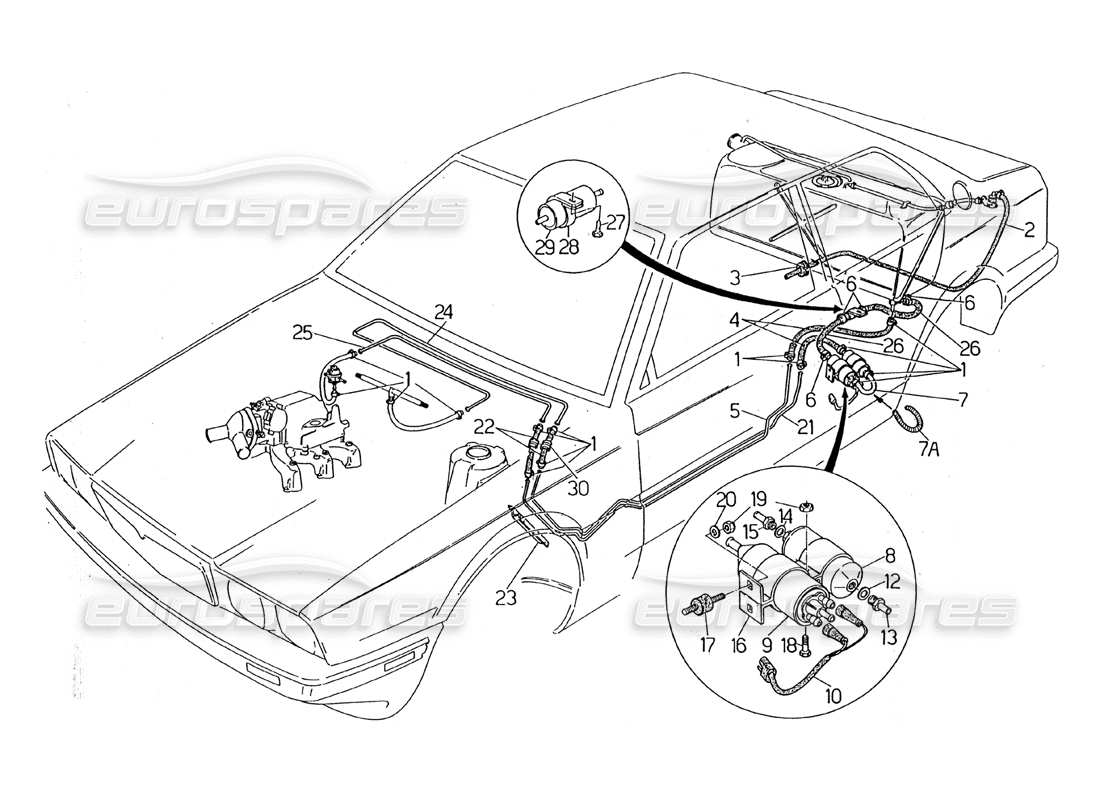 maserati 2.24v tuberías de combustible diagrama de piezas