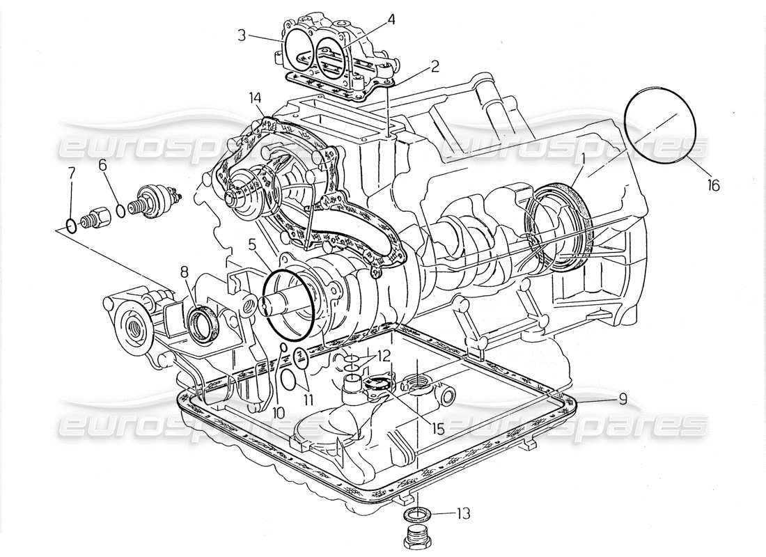 maserati 2.24v diagrama de piezas de reparación de juntas y retenes de aceite para el bloque