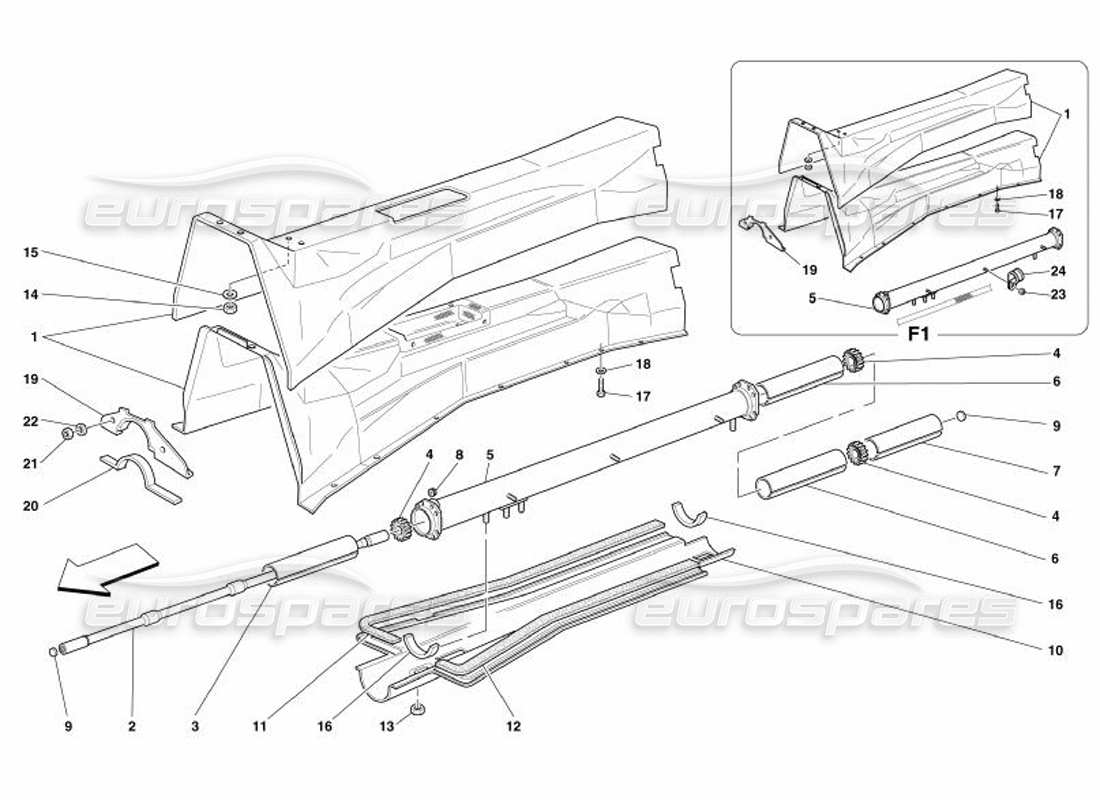 ferrari 575 superamerica tubo de conexión motor-caja de cambios y aislamiento diagrama de piezas