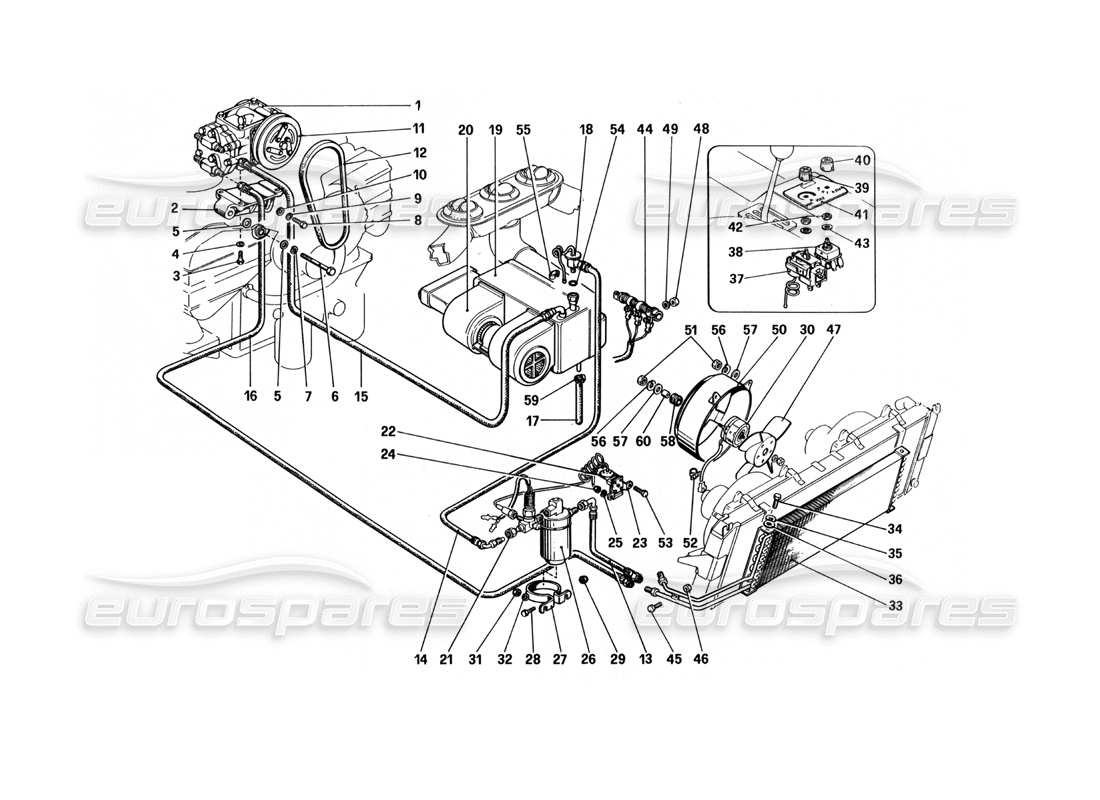 ferrari 512 bbi sistema de aire acondicionado diagrama de piezas