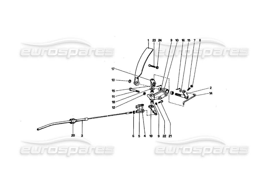 ferrari 512 bbi diagrama de piezas del control del acelerador (variante para la versión rhd)