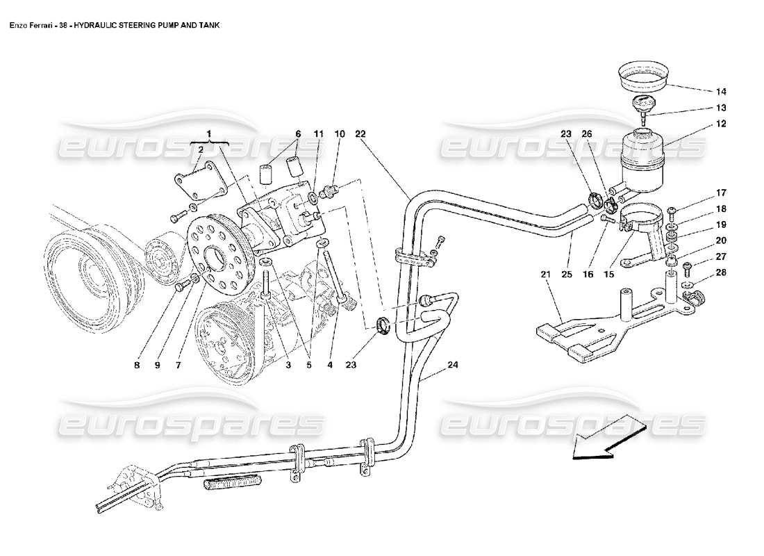 ferrari enzo hydraulic steering pump and tank diagrama de piezas