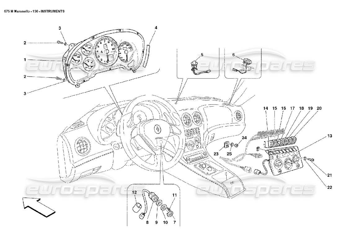 ferrari 575m maranello instrumentos diagrama de piezas