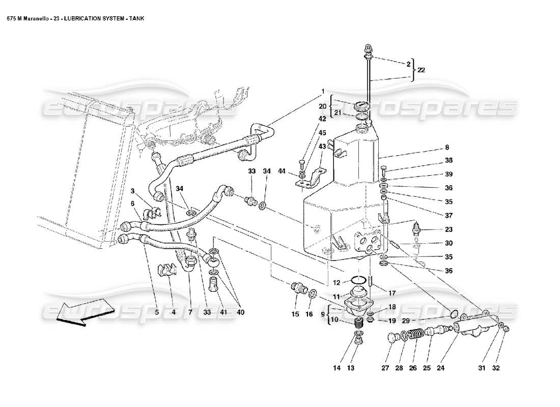 ferrari 575m maranello diagrama de piezas del tanque del sistema de lubricación