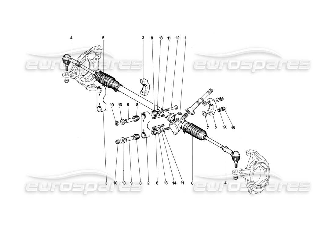 ferrari mondial 3.0 qv (1984) caja de dirección y varillaje diagrama de piezas
