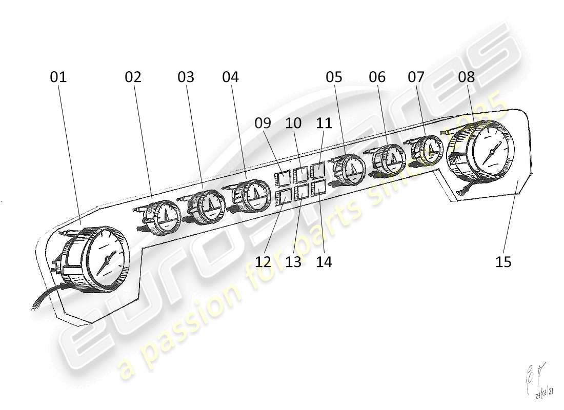 lamborghini urraco p250 / p250s instruments diagrama de piezas
