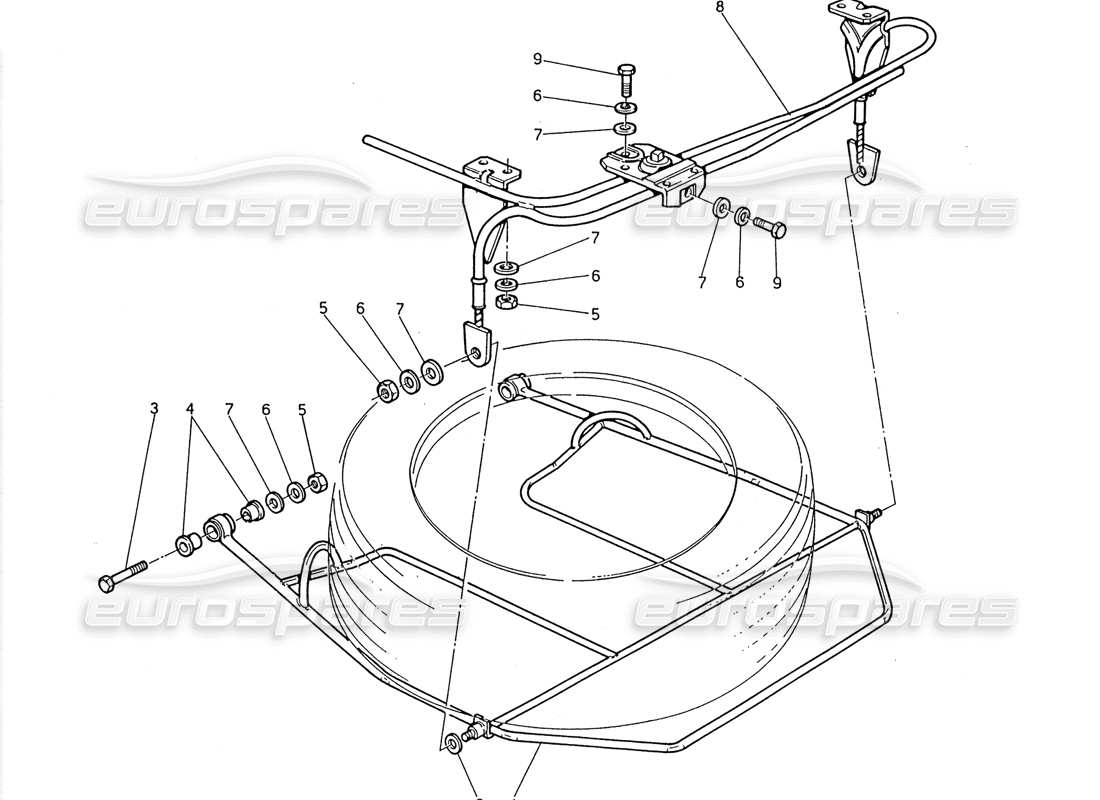 maserati 2.24v dispositivo de elevación de rueda de repuesto diagrama de piezas