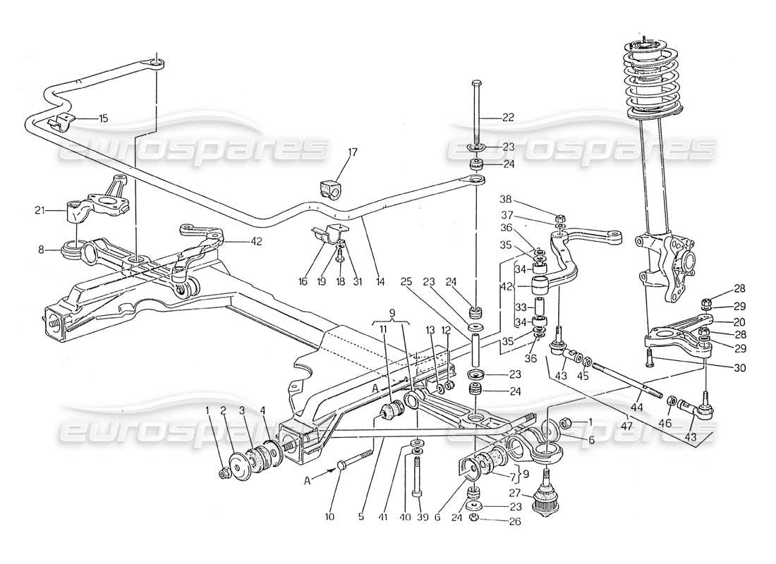 maserati 2.24v diagrama de piezas de la suspensión delantera