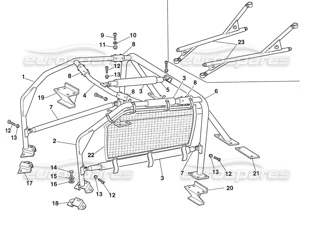 ferrari 355 challenge (1999) diagrama de piezas de la barra antivuelco