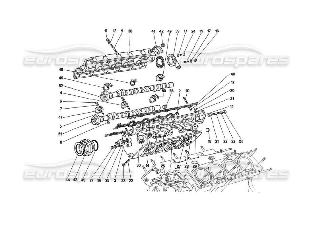 ferrari 288 gto culata (derecha) diagrama de piezas