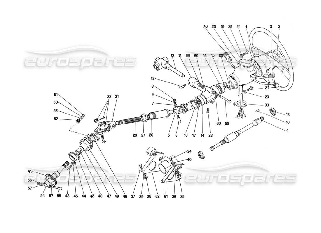 ferrari 288 gto diagrama de piezas de la columna de dirección