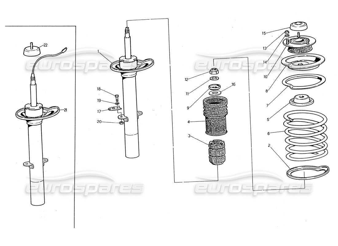 maserati 2.24v diagrama de piezas del amortiguador delantero