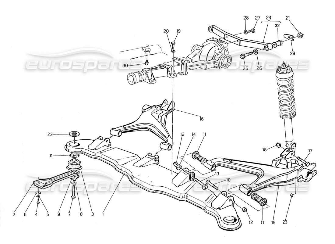 maserati 2.24v diagrama de piezas de la suspensión trasera