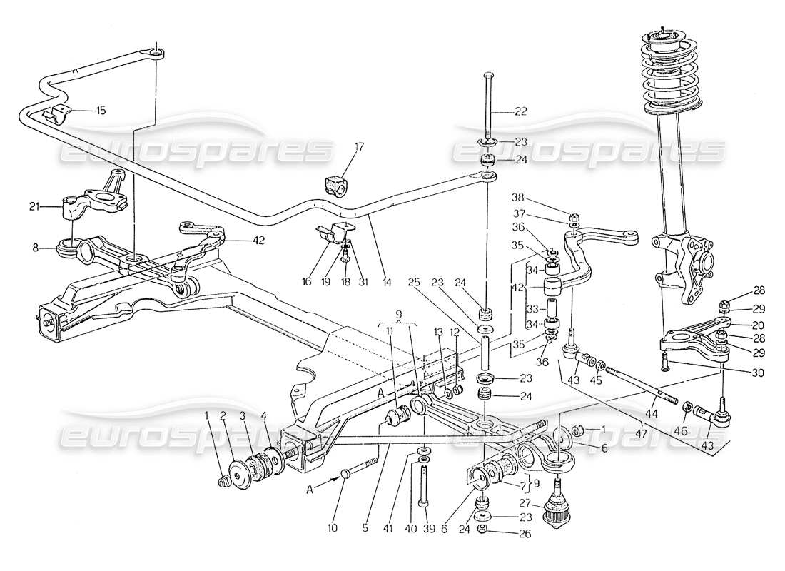 maserati karif 2.8 suspensión delantera diagrama de piezas