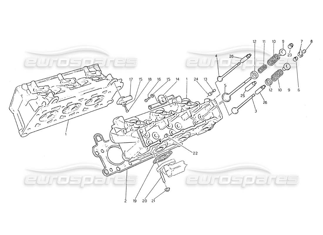 maserati biturbo 2.5 (1984) diagrama de piezas de culatas