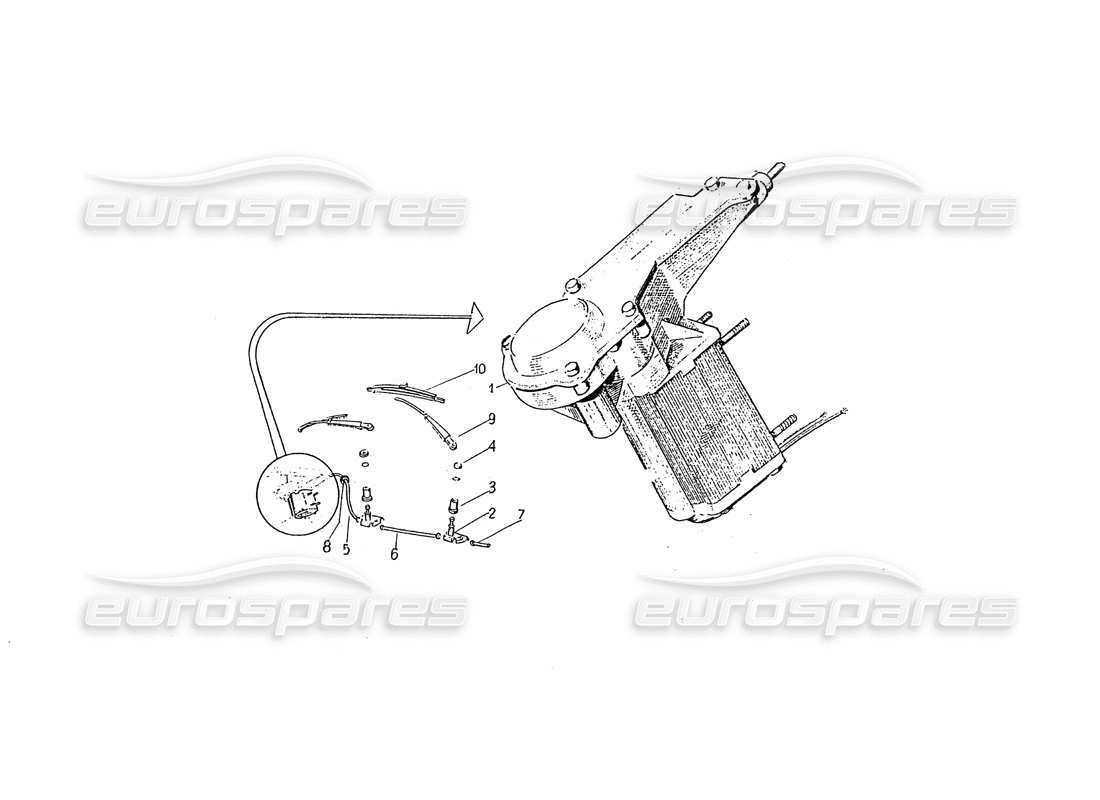 ferrari 330 gt 2+2 (coachwork) motor del limpiaparabrisas diagrama de piezas