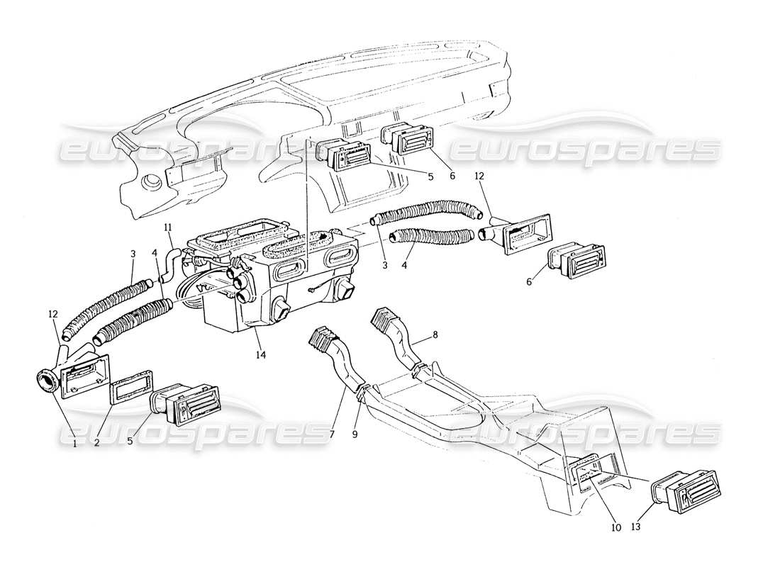 maserati karif 2.8 ventilación diagrama de piezas
