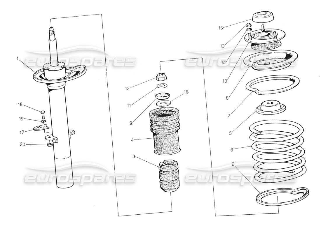 maserati karif 2.8 diagrama de piezas del amortiguador delantero