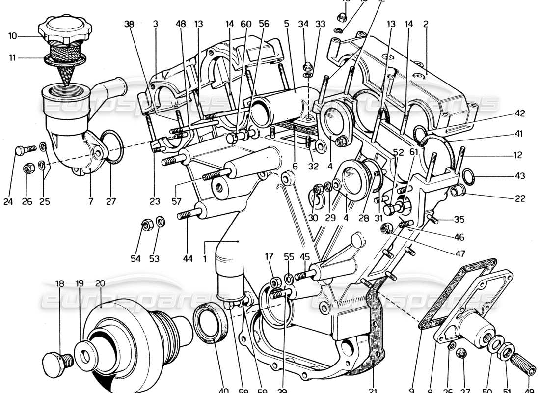 ferrari 365 gt4 2+2 (1973) engranaje de válvula diagrama de piezas