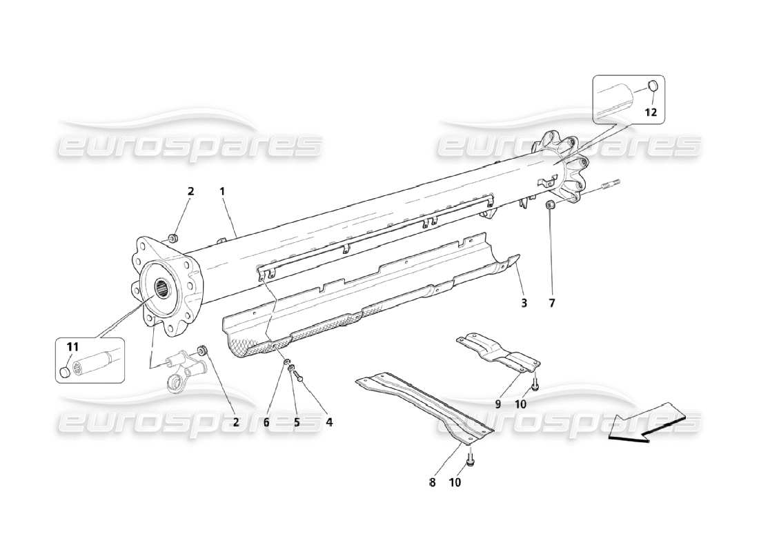 maserati qtp. (2006) 4.2 diagrama de piezas del tubo de transmisión
