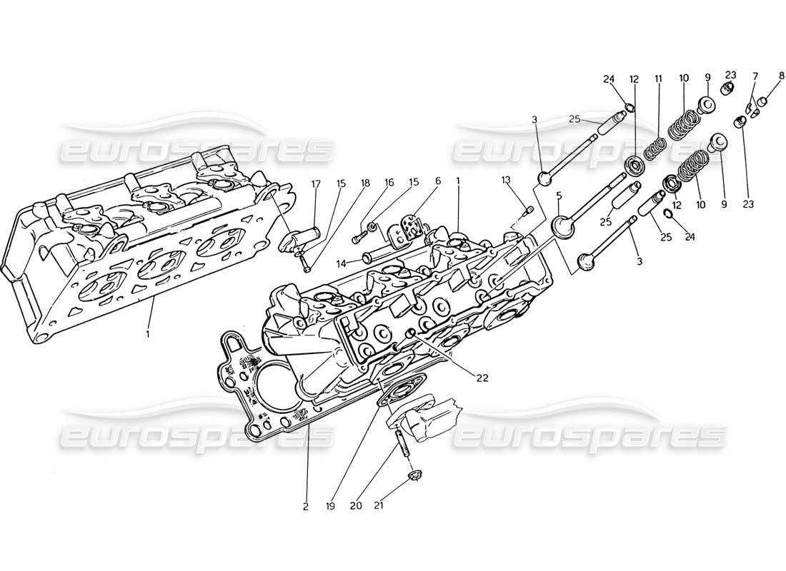 maserati 222 / 222e biturbo diagrama de piezas de culatas