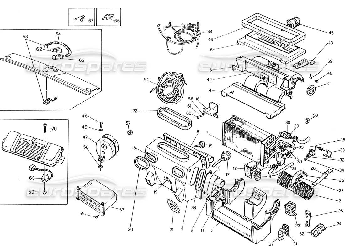 maserati 222 / 222e biturbo diagrama de piezas del conjunto de aire acondicionado automático (dirección izquierda)